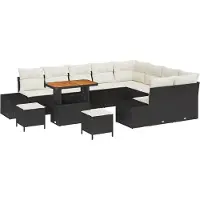 vidaXL Tuinbank Set 12 st 11-Aantal zitplaatsen Zwart Poly rattan