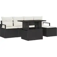 vidaXL Tuinbank Set 6 st Zwart en Crème poly rattan