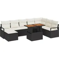 vidaXL Tuinbank Set 9 st Zwart en Crème