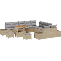 vidaXL Tuinbank Set 13 st Beige poly rattan