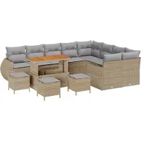 vidaXL Tuinbank Set 13 st 13-Aantal zitplaatsen Beige en Lichtgrijs