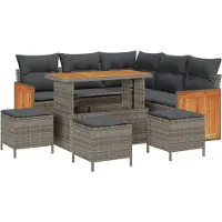 vidaXL Tuinbank Set 9 st 7-Aantal zitplaatsen Grijs poly rattan