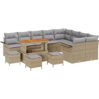 vidaXL Tuinbank Set 13 st Beige poly rattan