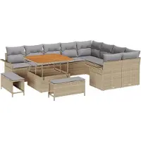 vidaXL Tuinbank Set 12 st Beige poly rattan