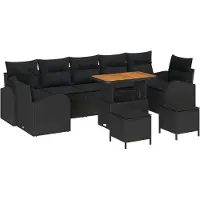vidaXL Tuinbank Set 10 st 9-Aantal zitplaatsen Zwart