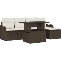 vidaXL Tuinset voor buiten, 6 stuks, bruin, polyrotan