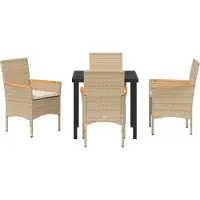 vidaXL Tuin Eettafel Set 5 st Beige poly rattan