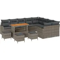 vidaXL Tuinbank Set 13 st 12-Aantal zitplaatsen Grijs