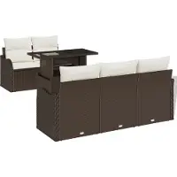 vidaXL Tuinset met 6 zitplaatsen, bruin, van polyrotan