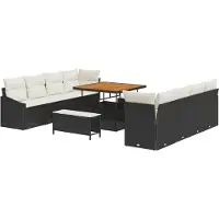 vidaXL Tuinset, 11 delen, 10 zitplaatsen, zwart en crème