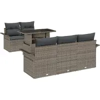 vidaXL Tuinbank Set 6 st Grijs [Synthetisch]: Poly Riet