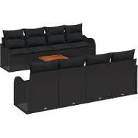 vidaXL Tuinbank Set 9 st Zwart poly rattan
