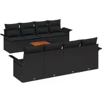 vidaXL Tuinbank Set 9 st Zwart poly rattan