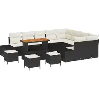 vidaXL Tuinbank Set 13 st 12-Aantal zitplaatsen Zwart Poly rattan
