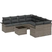 vidaXL Tuinbank Set 9 st Grijs poly rattan