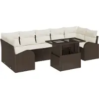 vidaXL Tuinbank Set 8 st Bruin Poly Riet