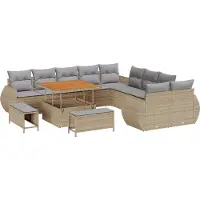 vidaXL Tuinbank Set 13 st 13-Aantal zitplaatsen beige en lichtgrijs