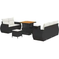 vidaXL Tuinbank Set 8 st Zwart poly rattan