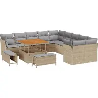 vidaXL Tuinbank Set 13 st Beige en Lichtgrijs poly rattan