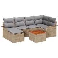 vidaXL Tuinbank Set 7 st Beige en Lichtgrijs poly rattan