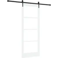 vidaXL Schuifdeur 83 x 211 cm Massief grenenhout en glas Wit en Zwart