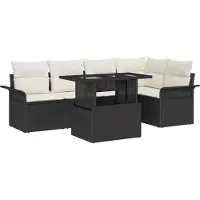 vidaXL Tuinbank Set 6 st Zwart [Synthetisch]: Poly Riet