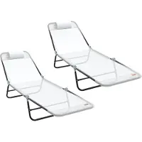 vidaXL Opvouwbare zonnebed 2 pcs Crème 182 x 55 x 85,5 cm Textileen