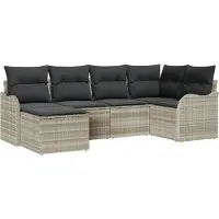 vidaXL Tuinbank Set 6 st Lichtgrijs poly rattan