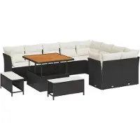vidaXL Tuinbank Set 12 st 9-Aantal zitplaatsen Zwart en Crème