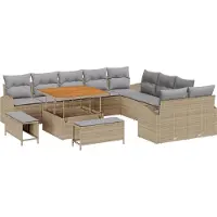vidaXL Tuinbank Set 13 st 12-Aantal zitplaatsen Beige en Lichtgrijs