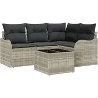 vidaXL Tuinbank Set Lichtgrijs poly rattan