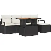 vidaXL Tuinbank Set 6 st Zwart poly rattan