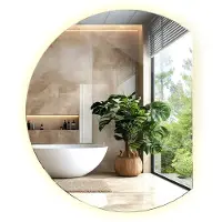 Tulup LED Spiegel - Spiegel LED Rond Afgesneden - 70 cm x 80 cm - Ronde Bijgesneden LED Spiegel - LED-spiegel voor Badkamer - Warm Wit 3000K - Ronde Spiegel LED - LED Industriële Wandspiegel