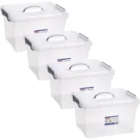 PlasticForte Opslagbox AZUL serie - 4x - met deksel - transparant - 24 liter - 42 x 36 x 25 cm - kunststof - opbergdoos - opbergen