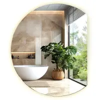 Tulup LED Spiegel - Ronde Spiegel LED - 70 cm x 80 cm - Spiegel LED - LED-spiegel voor Badkamer - Neutraal Wit 4000K - Spiegel LED Rond - LED Design Wandspiegel