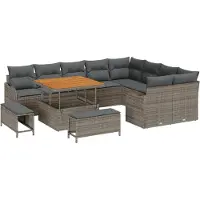 vidaXL Tuinbank Set 12 st 11-Aantal zitplaatsen Grijs