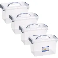 PlasticForte Opslagbox AZUL serie - 4x - met deksel - transparant - 5.7 liter - 28 x 20 x 17 cm - kunststof - opbergdoos - opbergen