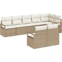 vidaXL Tuinbank Set 8 st Beige en Wit poly rattan