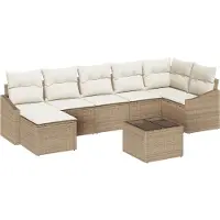 vidaXL Tuinbank Set 8 st Beige en Crème poly rattan