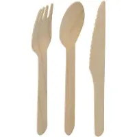 Excellent houseware wegwerp bestek - hout - 120 delig - wegwerp - lepels - messen - vorken - 16 cm - BBQ - Verjaardag