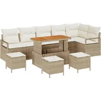 vidaXL Tuinbank Set 10 st 9-Aantal zitplaatsen Beige en Crème
