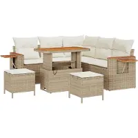 vidaXL Tuinbank Set 9 st 8-Aantal zitplaatsen Beige en Crème