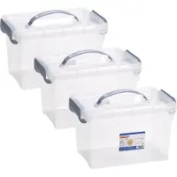 PlasticForte Opslagbox AZUL serie - 3x - met deksel - transparant - 5.7 liter - 28 x 20 x 17 cm - kunststof - opbergdoos - opbergen
