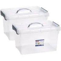 PlasticForte Opslagbox AZUL serie - 2x - met deksel - transparant - 18.5 liter - 42 x 30 x 24 cm - kunststof - opbergdoos - opbergen