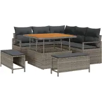 vidaXL Tuinbank Set 8 st 7-Aantal zitplaatsen Grijs