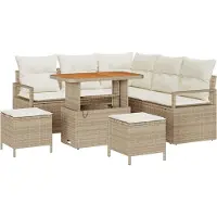 vidaXL Tuinbank Set 8 st 7-Aantal zitplaatsen Beige en Crème