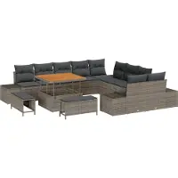 vidaXL Tuinbank Set 13 st 12-Aantal zitplaatsen Grijs Poly rattan