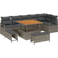 vidaXL Tuinbank Set 9 st 8-Aantal zitplaatsen Grijs