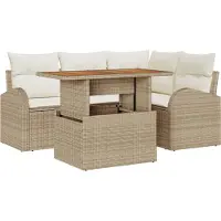 vidaXL Tuinset met 5 zitplaatsen, beige, van polyrotan
