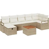 vidaXL Tuinbank Set 8 st Beige Poly rattan